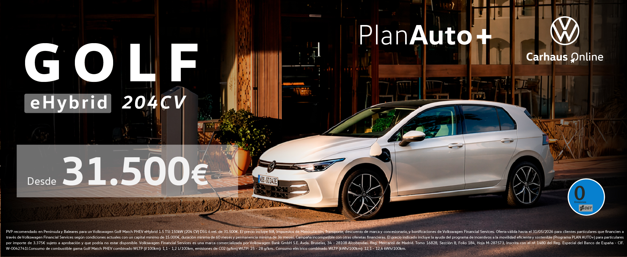 Golf eHybrid 204 CV desde 31.500€